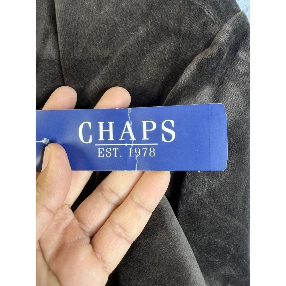 Chaps Jacket Mens Large Brown Central Park Velvet Bomber Snap Front Casual
